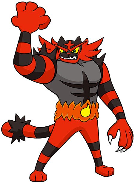 black_fur claws clenched_fist creatures_(company) game_freak gen_7_pokemon incineroar muscle nintendo no_humans official_art pokemon pokemon_(game) pokemon_sm red_fur tiger white_background