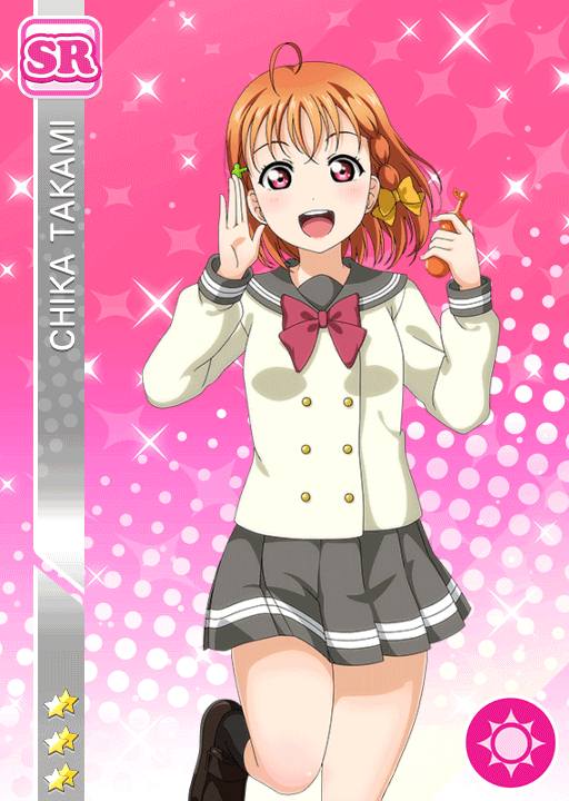 blush character_name love_live!_school_idol_festival love_live!_sunshine!! orange_hair red_eyes school_uniform short_hair smile takami_chika