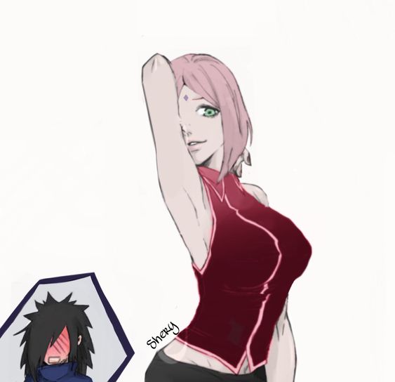 1boy 1girl black_hair female haruno_sakura male naruto pink_hair tagme uchiha_madara