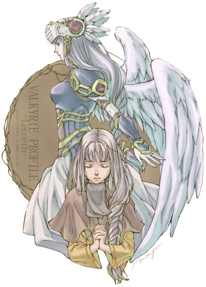 bad_id bad_pixiv_id blue_armor breasts dual_persona helmet lenneth_valkyrie long_hair takamizawa_mayu valkyrie valkyrie_profile winged_helmet