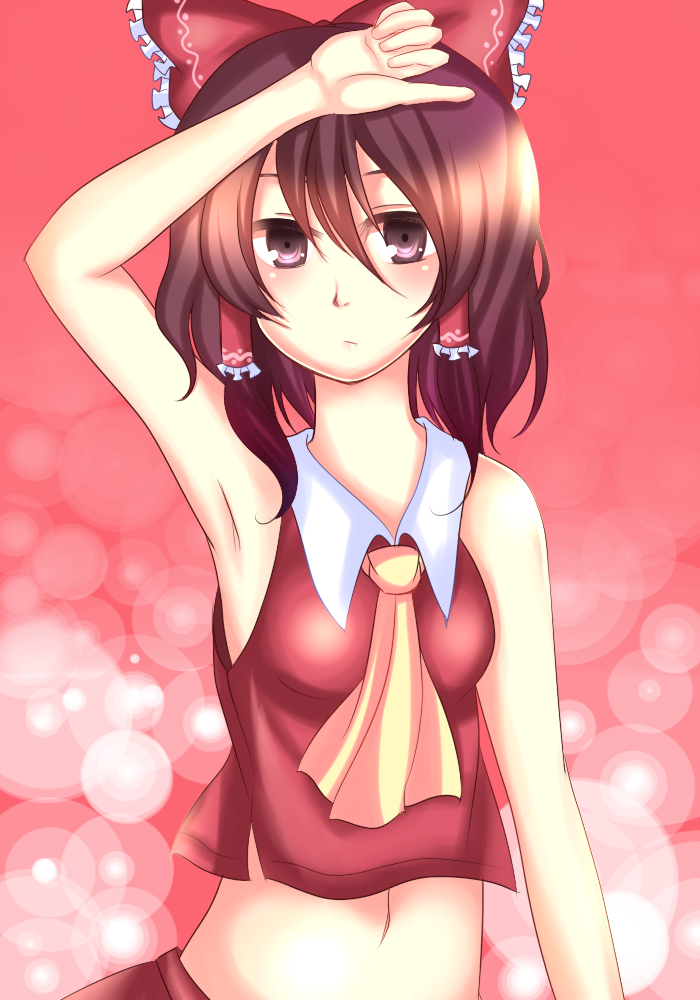 1girl armpits bad_id hakurei_reimu japanese_clothes miko ribbon ribbons touhou uranaishi_(miraura)