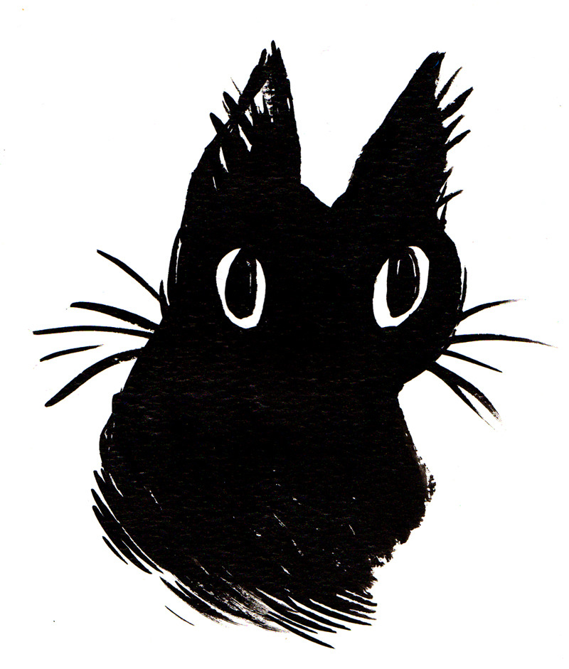 1girl black_cat cat commentary english_commentary heikala inktober looking_at_viewer no_humans original simple_background solo whiskers