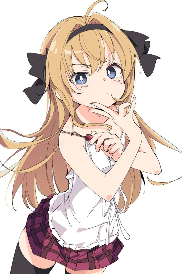 1girl blonde_hair character_request copyright_request dress hairband ixy long_hair skirt