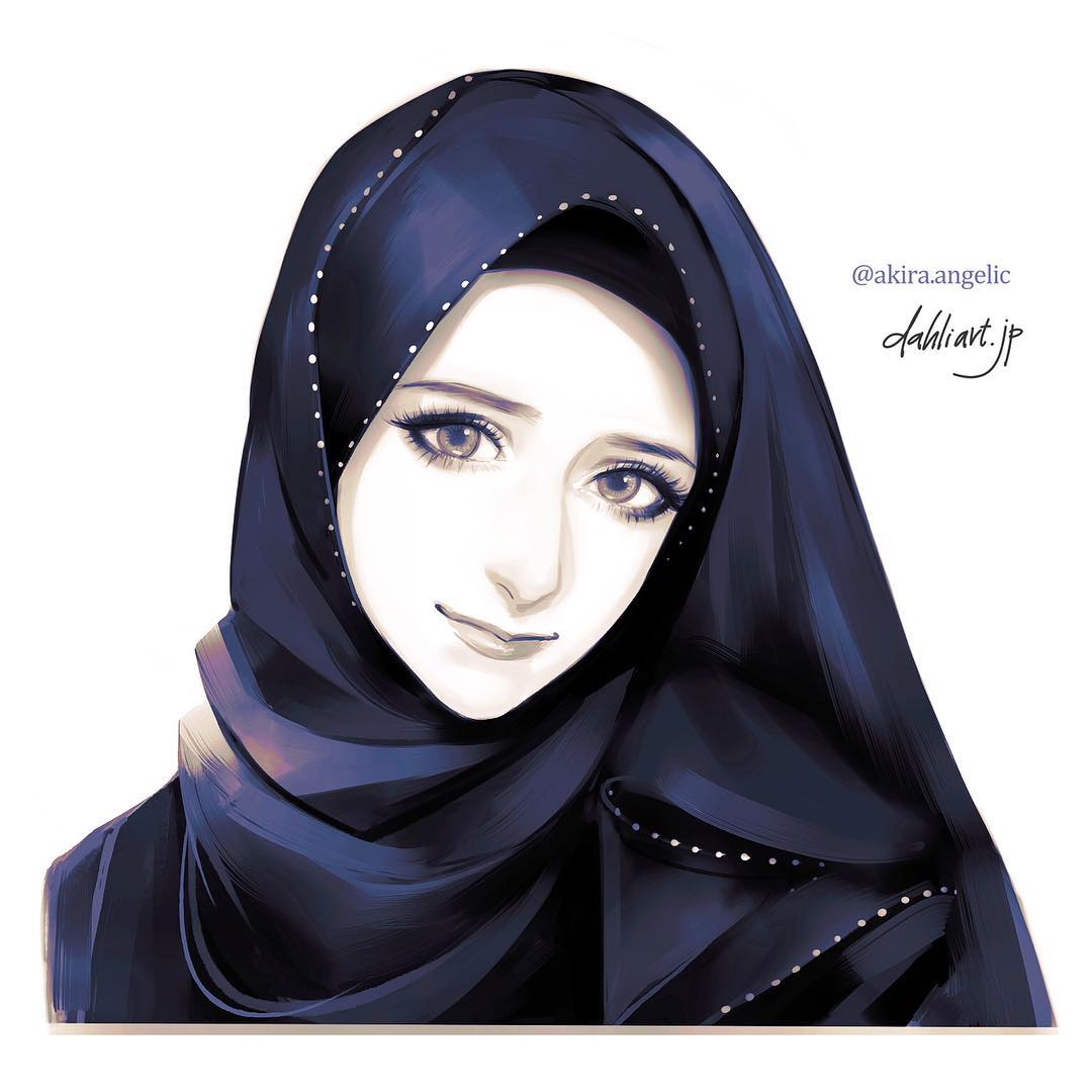 1girl artist_name closed_mouth commentary commission english_commentary eyelashes greyscale hijab looking_at_viewer monochrome original pale_skin portrait simple_background smile solo takenaka watermark web_address white_background