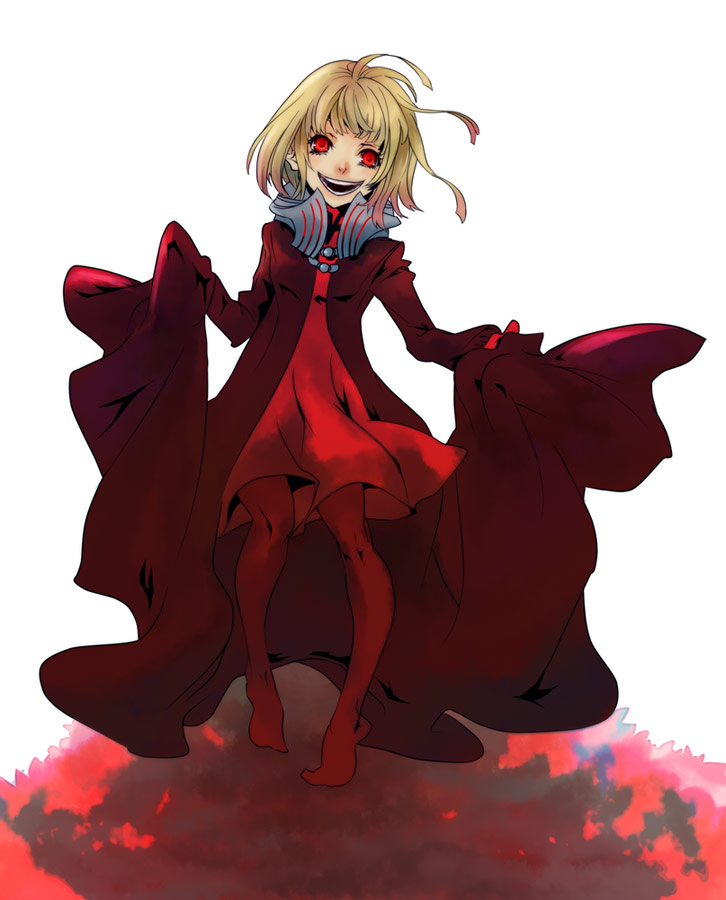 1girl blonde_hair child commentary_request drag-on_dragoon drag-on_dragoon_1 dress gloves manah red_dress red_eyes short_hair solo