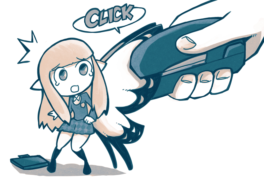 1girl aerie_(bravely_default) bag bravely_default:_flying_fairy bravely_default_(series) commentary english_commentary fairy holding limited_palette long_hair school_bag school_uniform setz speech_bubble stapler tears white_background