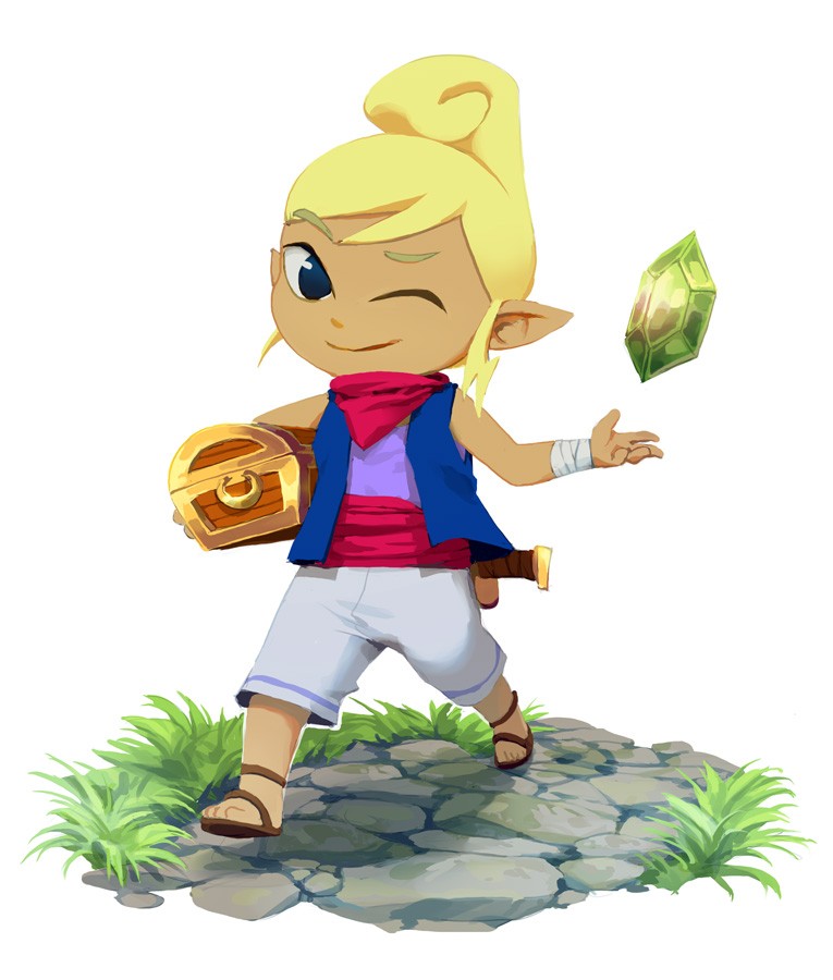 blonde_hair blue_eyes cobblestone gem neckerchief niko_geyer nintendo pointy_ears princess_zelda sandals sash sword tetra the_legend_of_zelda the_legend_of_zelda:_the_wind_waker topknot treasure_chest vest weapon