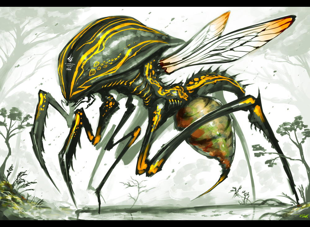 bug gia insect letterboxed monster no_humans original outdoors science_fiction signature stinger
