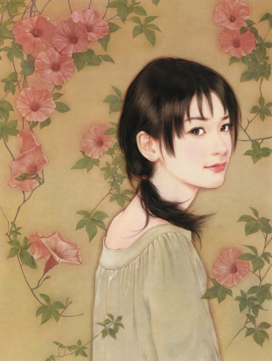 chen_shu_fen flower highres ponytail realistic smile