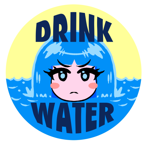 1girl akairiot bangs blue_hair blunt_bangs blush circle english_text eyebrows_visible_through_hair eyes_visible_through_hair kelda_(akairiot) liquid_hair looking_at_viewer lowres no_nose original portrait serious solo splashing water