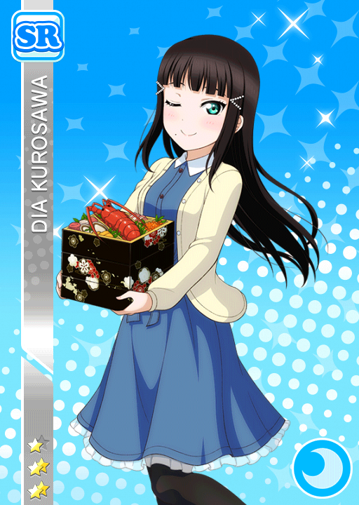 black_hair blush character_name dress green_eyes kurosawa_dia long_hair love_live!_school_idol_festival love_live!_sunshine!! smile wink