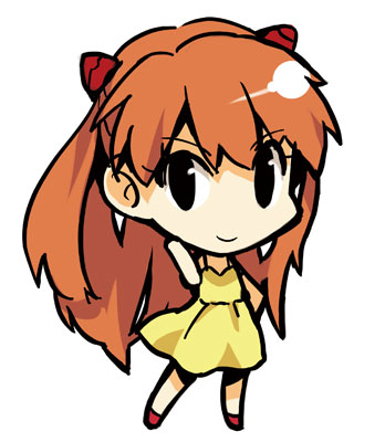 chibi dress long_hair lowres neon_genesis_evangelion red_hair redhead runa souryuu_asuka_langley yellow_dress