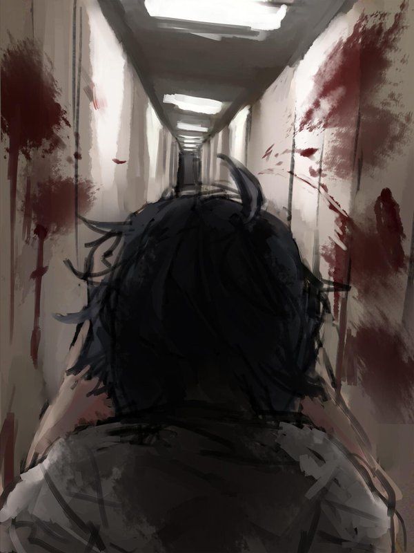 blood character_request copyright_request hallway shousan_(hno3syo) sketch solo source_request