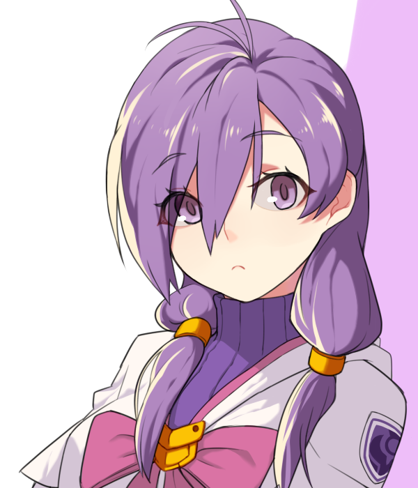 aisha_(elsword) elemental_master_(elsword) elsword eyebrows_visible_through_hair eyes_visible_through_hair hood hoodie hoodie_vest purple_hair ribbon sidelocks vest violet_eyes xkxh1674