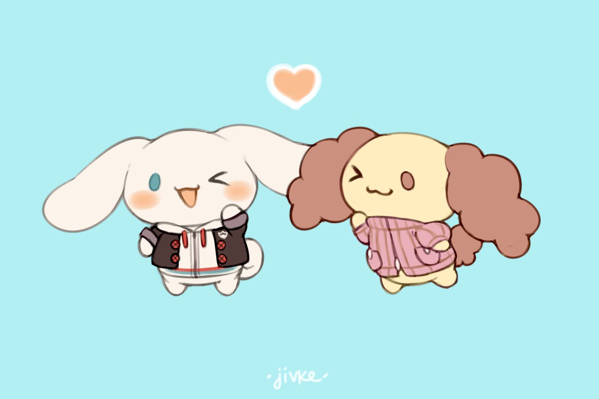 &gt;_o 2others :3 atlus blush chiffon_(cinnamoroll) cinnamoroll cosplay dog heart hood hoodie jivke nintendo no_humans okumura_haru okumura_haru_(cosplay) one_eye_closed persona persona_5 pink_sweater ribbed_sweater sanrio super_smash_bros. sweater takamaki_anne takamaki_anne_(cosplay)