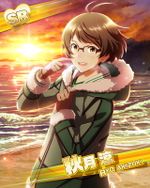 akizuki_ryou brown_hair character_name glasses green_eyes idolmaster idolmaster_side-m jacket short_hair smile