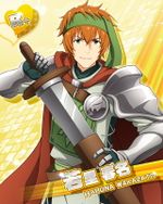 armored blue_eyes character_name idolmaster idolmaster_side-m knight orange_hair short_hair sword wakazato_haruna
