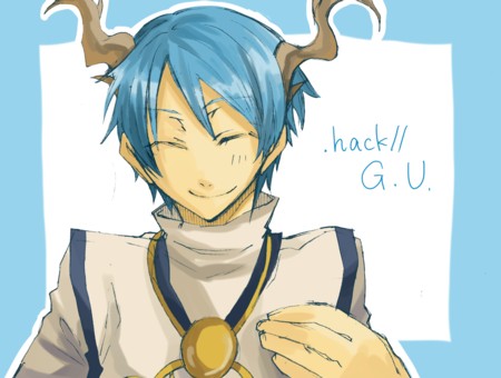.hack// .hack//g.u. blue_hair hack horns zelkova