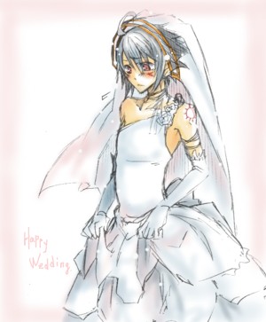 .hack// .hack//g.u. blush bride crossdressing dress elbow_gloves hack haseo wedding_dress white_hair