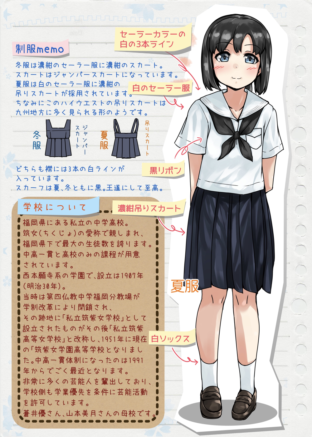 1girl arms_behind_back black_hair black_sailor_collar black_skirt blue_eyes bob_cut brown_footwear daitou_(kantai_collection) disconnected_mouth grin high_ponytail highres kantai_collection loafers nukoyarou pleated_skirt sailor_collar shoes short_hair sidelocks skirt smile socks solo standing translation_request white_legwear