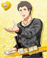 brown_hair character_name idolmaster idolmaster_side-m seiji_shingen shirt short_hair violet_eyes