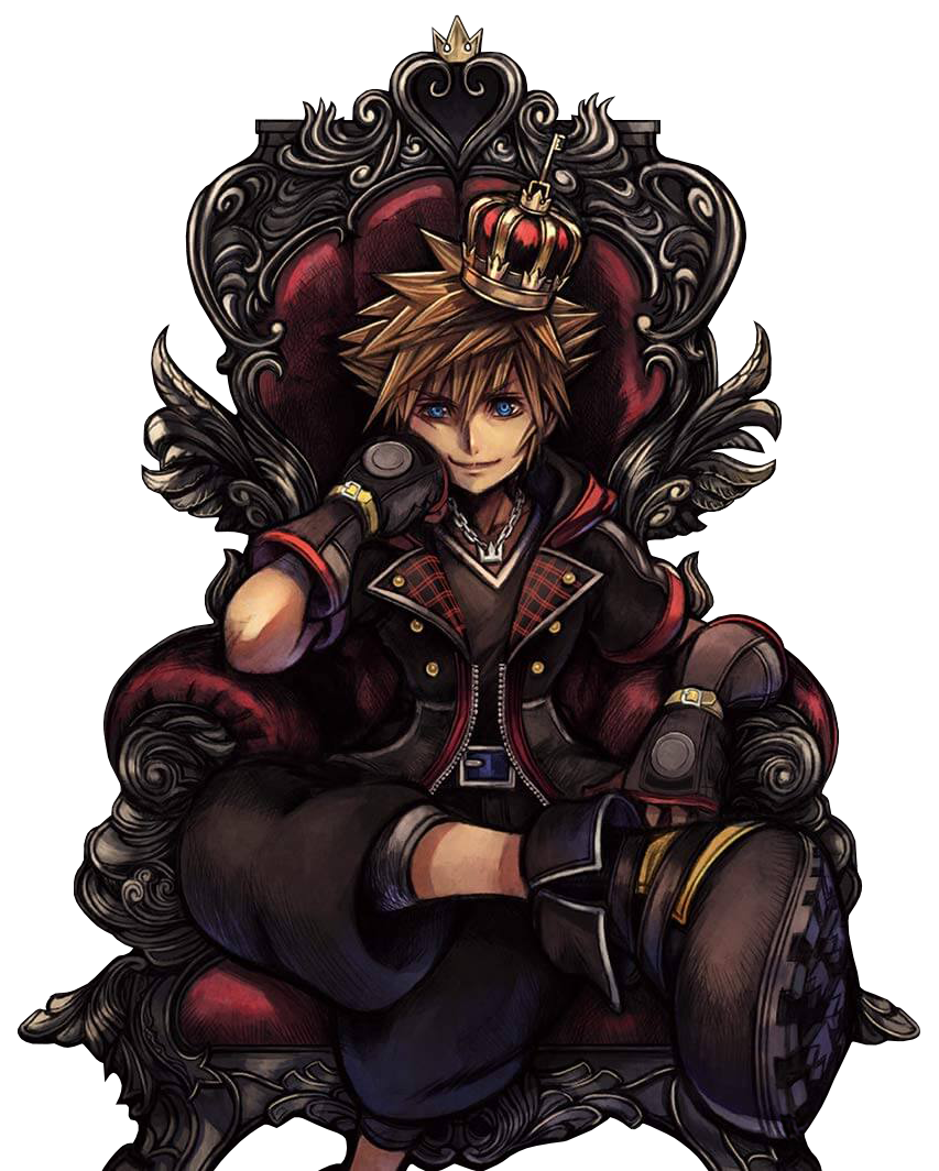 1boy armchair belt black_pants blue_eyes brown_hair chair cropped_legs crown gloves hand_on_own_face hood hoodie jewelry kingdom_hearts kingdom_hearts_iii legs_crossed looking_at_viewer mini_crown necklace nomura_tetsuya official_art open_clothes open_hoodie pants shoes smile sneakers solo sora_(kingdom_hearts) spiky_hair square_enix transparent_background v-neck zipper