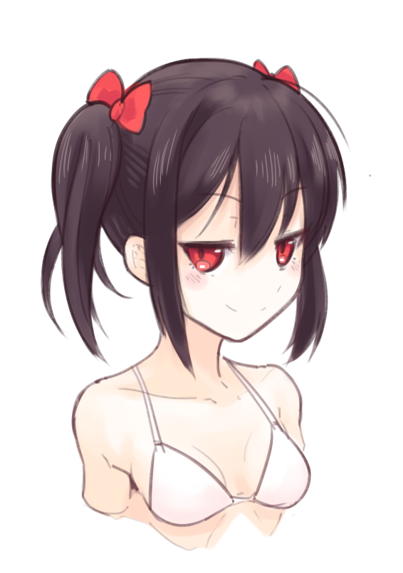 1girl bikini boa_(brianoa) breasts closed_mouth looking_at_viewer love_live! love_live!_school_idol_project short_hair simple_background solo swimsuit white_background yazawa_nico