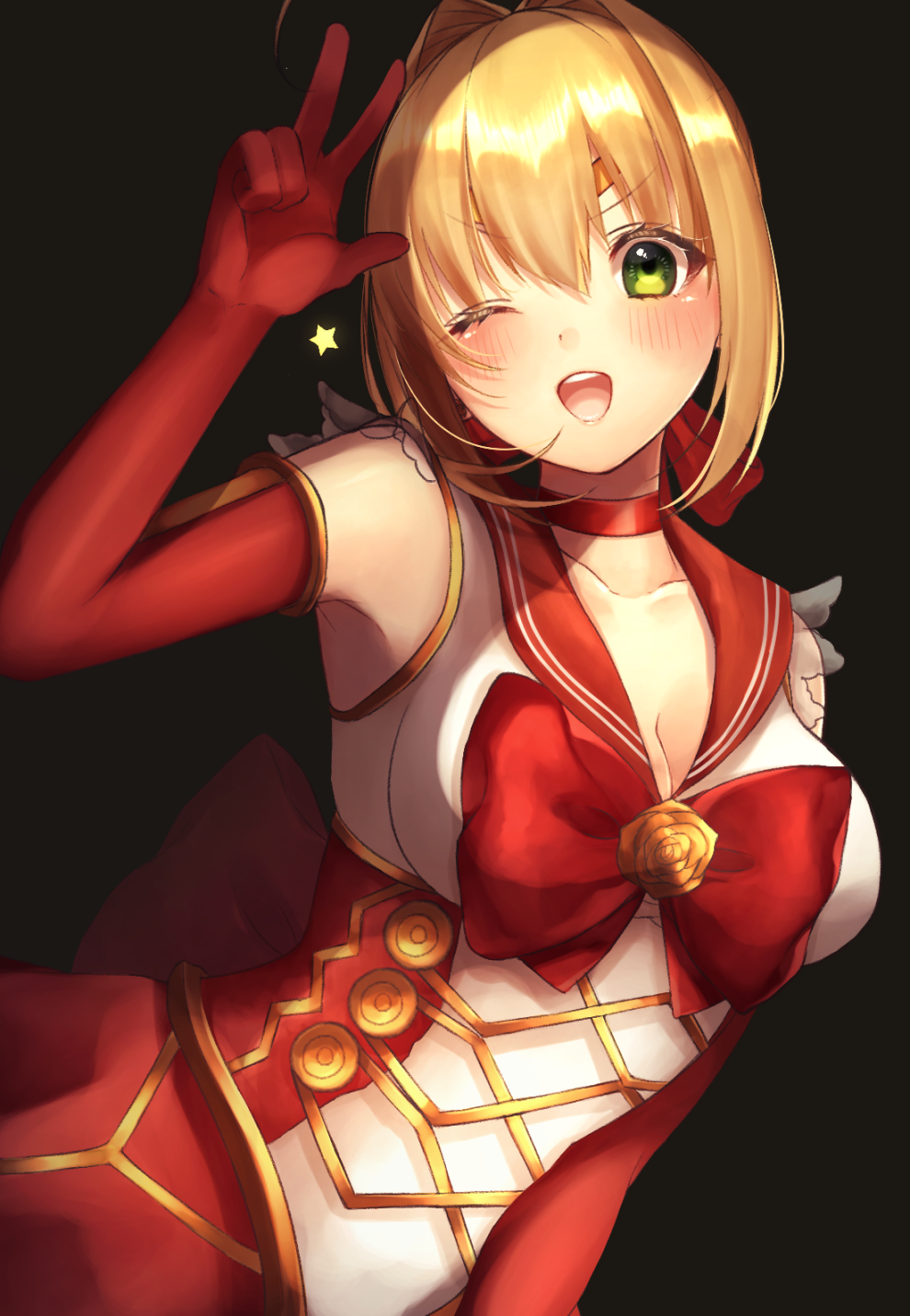 1girl fate/extra fate_(series) highres looking_at_viewer magical_girl nero_claudius_(fate) nero_claudius_(fate)_(all) red_sailor_collar sailor_collar solo yayoimaka03