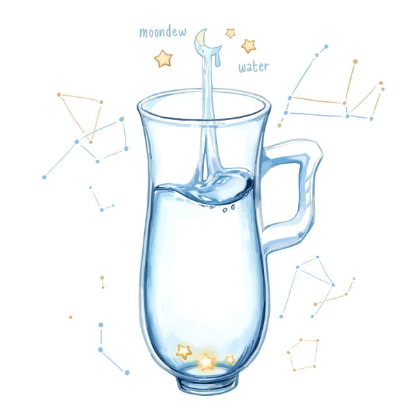 constellation crescent_moon drink english_text handle ichiknees moon no_humans original pitcher star transparent water white_background