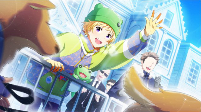 blonde_hair cap dress green_eyes idolmaster idolmaster_side-m idolmaster_side-m_live_on_stage pierre_(idolmaster) short_hair smile