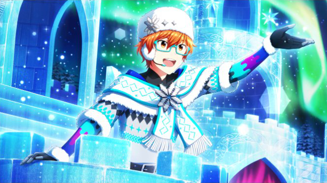 cap idolmaster idolmaster_side-m idolmaster_side-m_live_on_stage jacket kyosuke_aoi orange_hair red_eyes short_hair smile