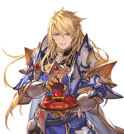 1boy aglovale_(granblue_fantasy) armor cushion granblue_fantasy heart incoming_gift long_hair male_focus minaba_hideo parted_lips pauldrons pov red_eyes ring_box solo transparent_background white_day