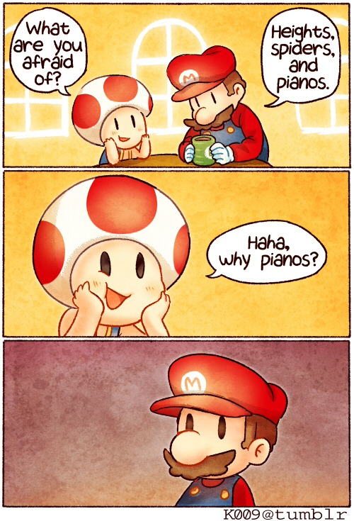 comic duplicate facial_hair hands_on_own_cheeks hands_on_own_face kataro laughing mario mustache nintendo toad