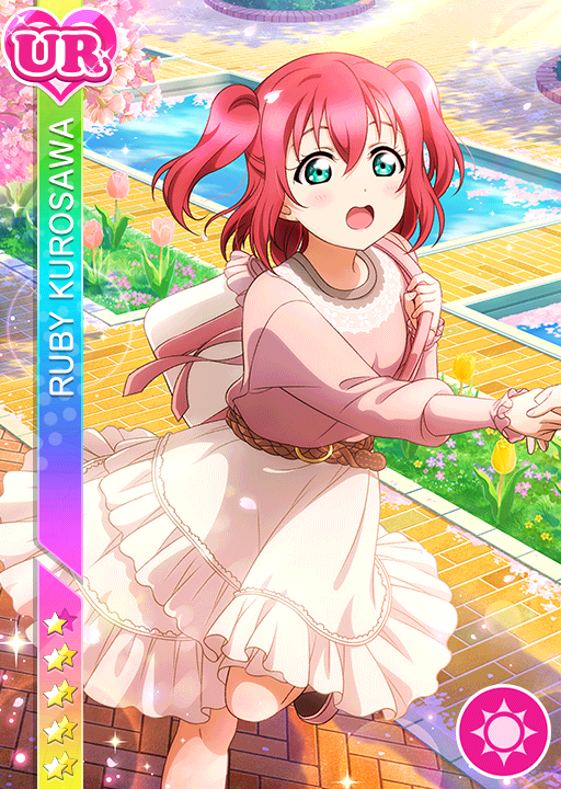 blush character_name dress green_eyes kurosawa_ruby love_live!_school_idol_festival love_live!_sunshine!! pink_hair short_hair