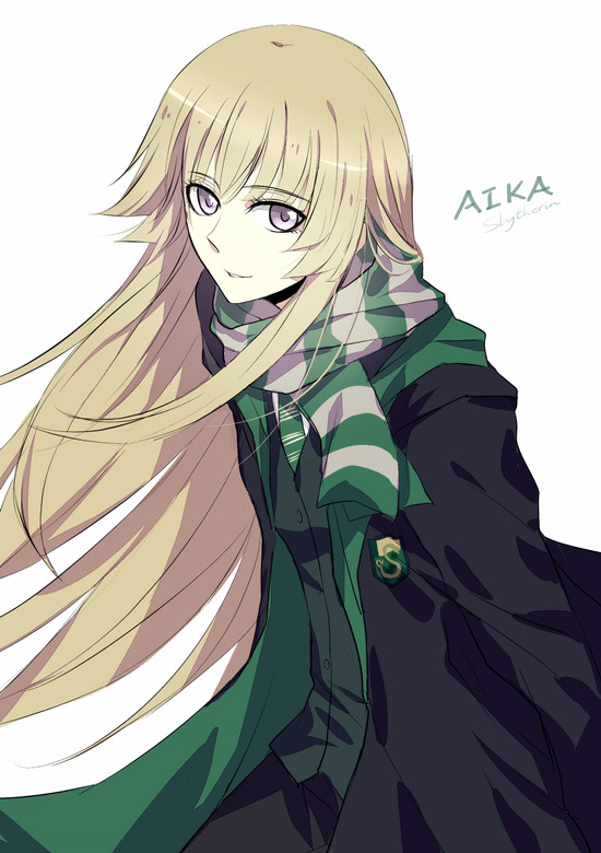 1girl bangs black_cape black_skirt cape character_name eyebrows_visible_through_hair floating_hair fuwa_aika green_jacket green_neckwear jacket light_brown_hair long_hair looking_at_viewer necktie parted_lips rena_(renasight) scarf shiny shiny_hair skirt smile solo standing striped striped_neckwear striped_scarf thigh-highs very_long_hair violet_eyes zetsuen_no_tempest zettai_ryouiki
