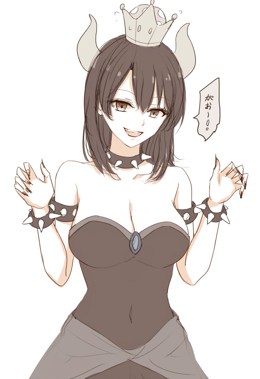 1girl breasts character_request cleavage corset dress greyscale highres looking_at_viewer monochrome open_mouth ponpon_(ponpon62126) short_hair smile solo tagme yahari_ore_no_seishun_lovecome_wa_machigatteiru. yukinoshita_haruno