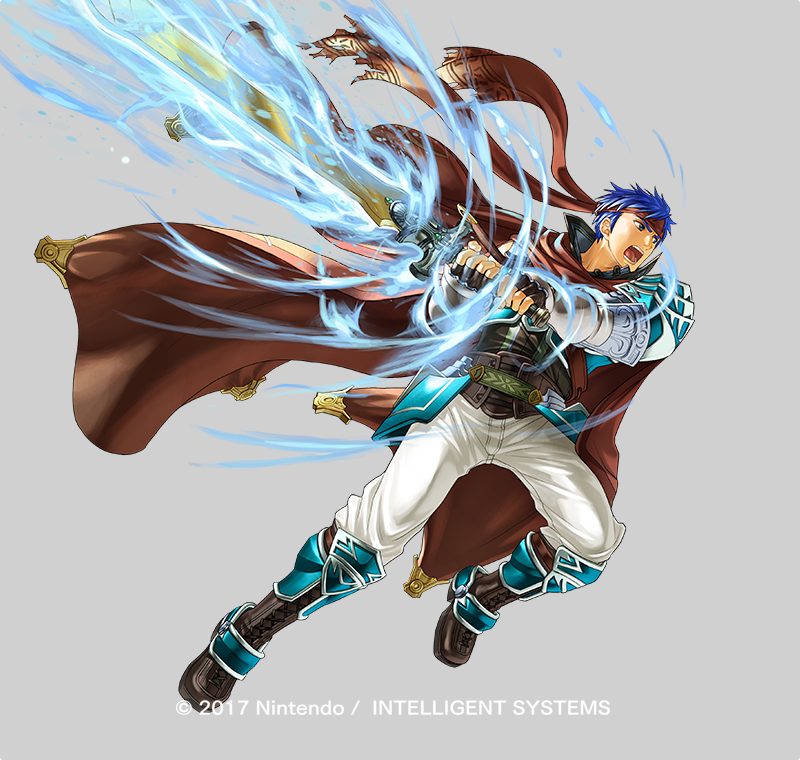 1boy armor blue_eyes cape fingerless_gloves fire_emblem fire_emblem:_akatsuki_no_megami fire_emblem:_souen_no_kiseki full_body gloves headband holding holding_sword holding_weapon ike kita_senri looking_at_viewer nintendo official_art pants simple_background solo standing sword weapon white_pants