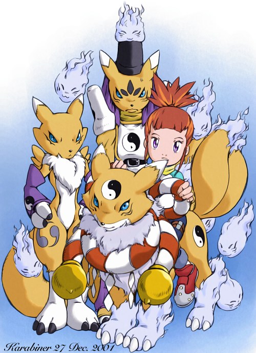 digimon_tamers karabiner kyuubimon makino_ruki renamon taomon yin_yang