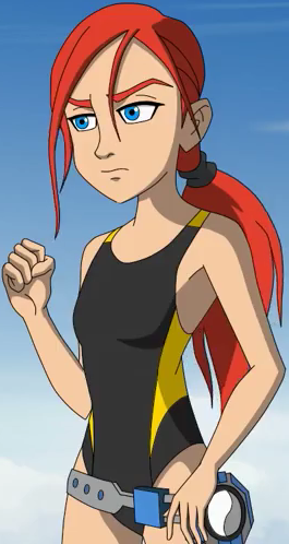 blazing_team:masters_of_yo_kwon_do blue_eyes hasbro maddie_stone one-piece_swimsuit red_hair redhead screencap solo swimsuit