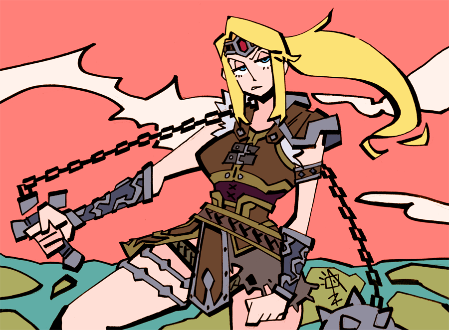 1girl armor belt blonde_hair blue_eyes castlevania chickenwithtie cosplay gloves headband long_hair looking_at_viewer metroid mole mole_under_mouth nintendo ponytail samus_aran simon_belmondo simon_belmondo_(cosplay) super_smash_bros. weapon whip