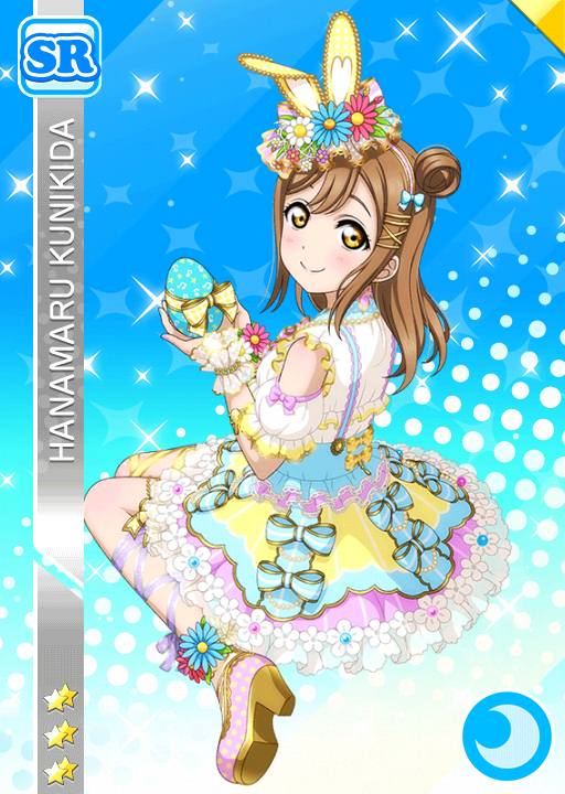 blush brown_eyes brown_hair character_name dress easter kunikida_hanamaru long_hair love_live! smile usa_mimi