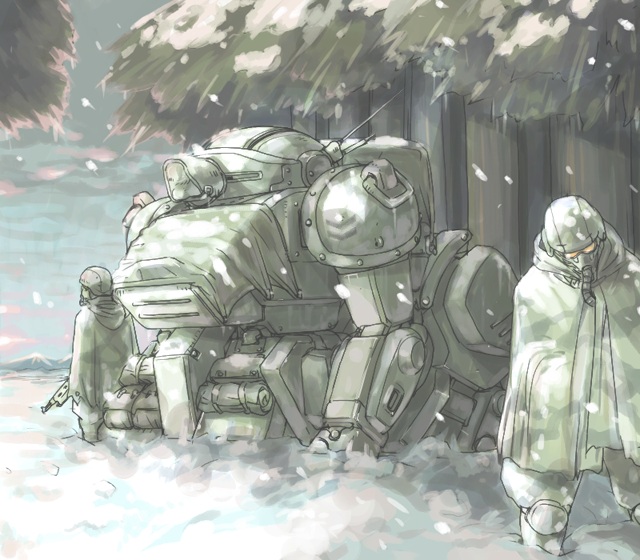 armored_trooper_votoms fujisawa_takashi mecha scopedog snow soukou_kihei_votoms