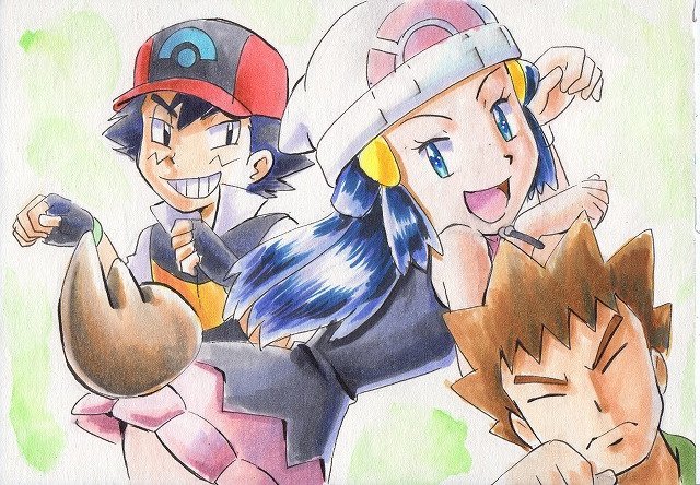 1girl 2boys creatures_(company) game_freak gen_5_pokemon grin hikari_(pokemon) iwane_masaaki multiple_boys nintendo pokemon pokemon_(anime) pokemon_dppt_(anime) satoshi_(pokemon) smile takeshi_(pokemon) transformation what zorua