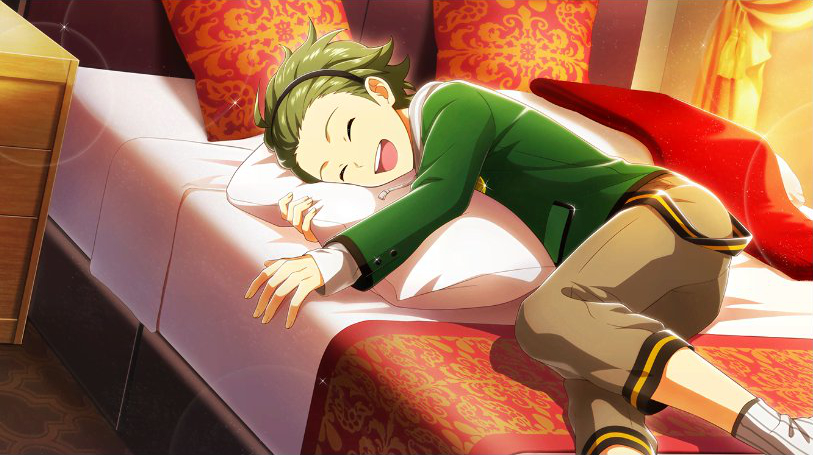 dress green_hair idolmaster idolmaster_side-m idolmaster_side-m_live_on_stage mitarai_shouta short_hair sleep