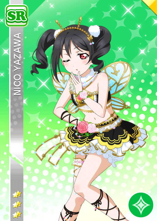 black_hair blush character_name dress long_hair love_live!_school_idol_festival love_live!_school_idol_project red_eyes smile twintails wings wink yazawa_nico