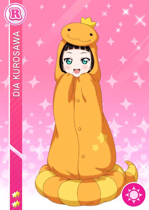 animal_suit black_hair blush character_name green_eyes kurosawa_dia long-hair love_live!_school_idol_festival love_live!_sunshine!! smile snake