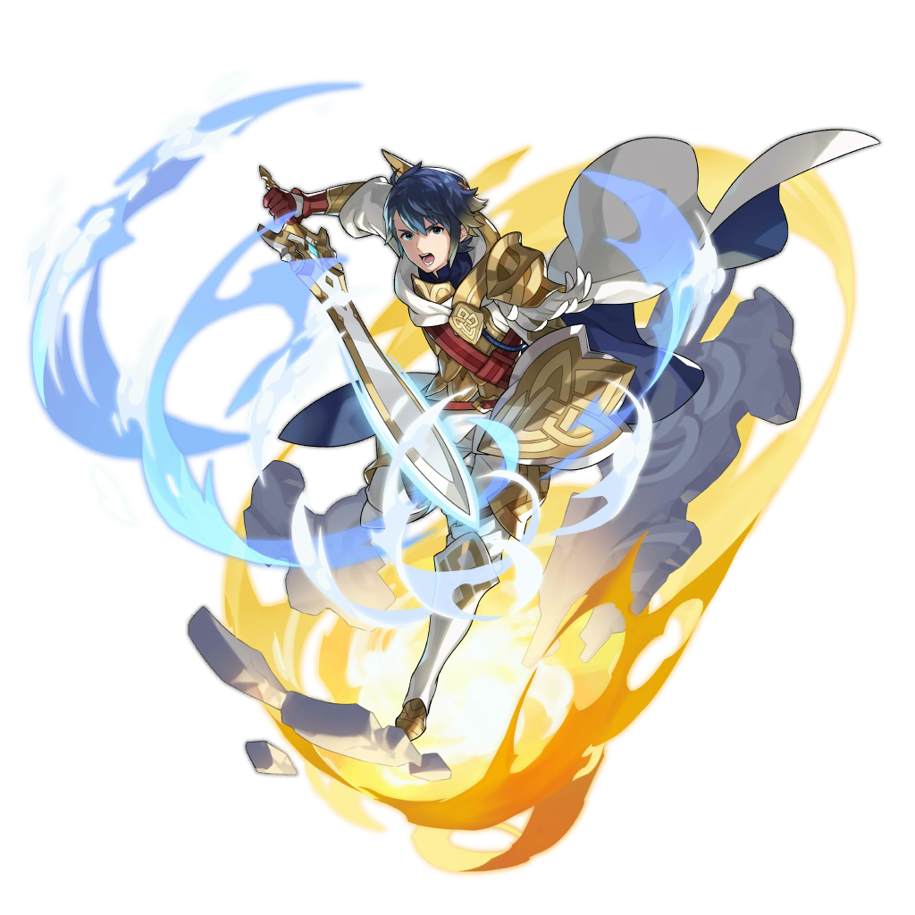 1boy alfonse_(fire_emblem) armor blue_eyes blue_hair boots cape crossover dragalia_lost fire_emblem fire_emblem_heroes full_body gloves holding holding_sword holding_weapon intelligent_systems light nintendo non-web_source official_art red_gloves shield short_hair shoulder_pads solo super_smash_bros. sword transparent_background weapon