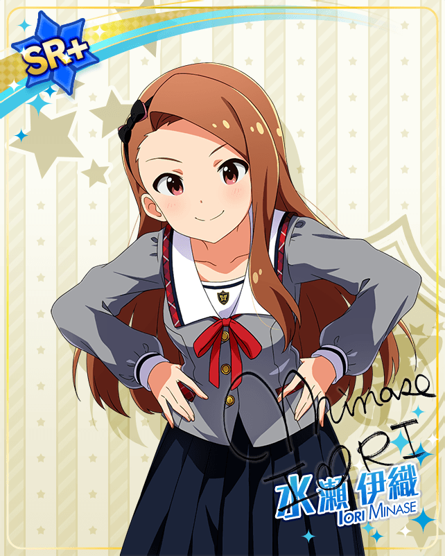 blush brown_hair dress idolmaster_million_live!_theater_days long_hair minase_iori red_eyes smile