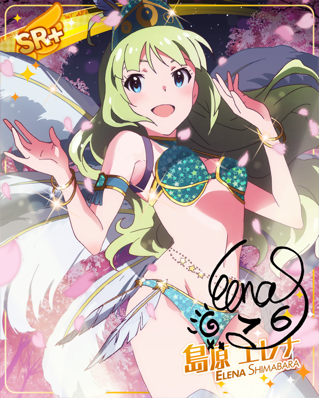 bikini blue_eyes blush dancer green_hair idolmaster_million_live!_theater_days long_hair shimabara_elena smile