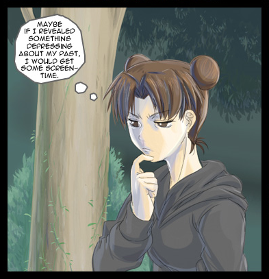 double_bun double_buns english forest hoodie lol lowres naruto parody tenten thinking thought_bubble tree truth vines